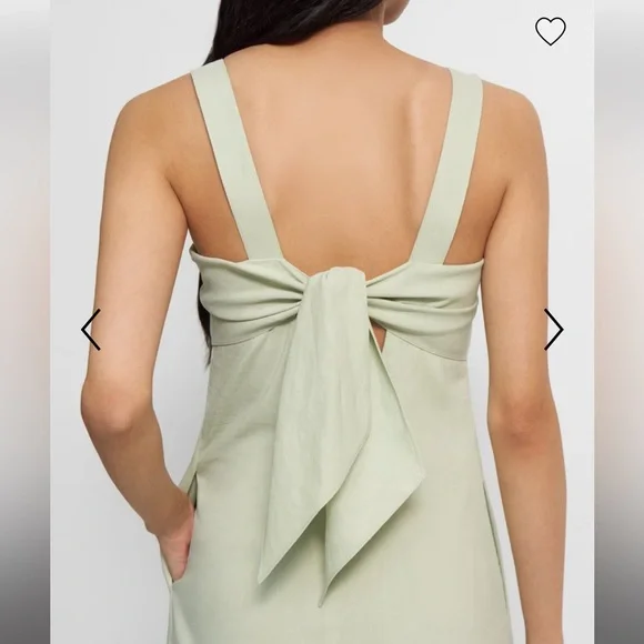 Theory $396 stretch linen tie-back dress in mint (pale green) maxi medium Theory $396 stretch linen tie-back dress in mint (pale green) maxi medium
